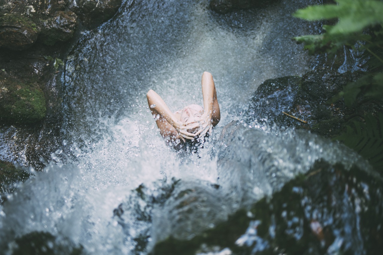 Waterfall, woman, showering — Finnish IPTV: High-Quality Streaming Tailored for Every Viewer